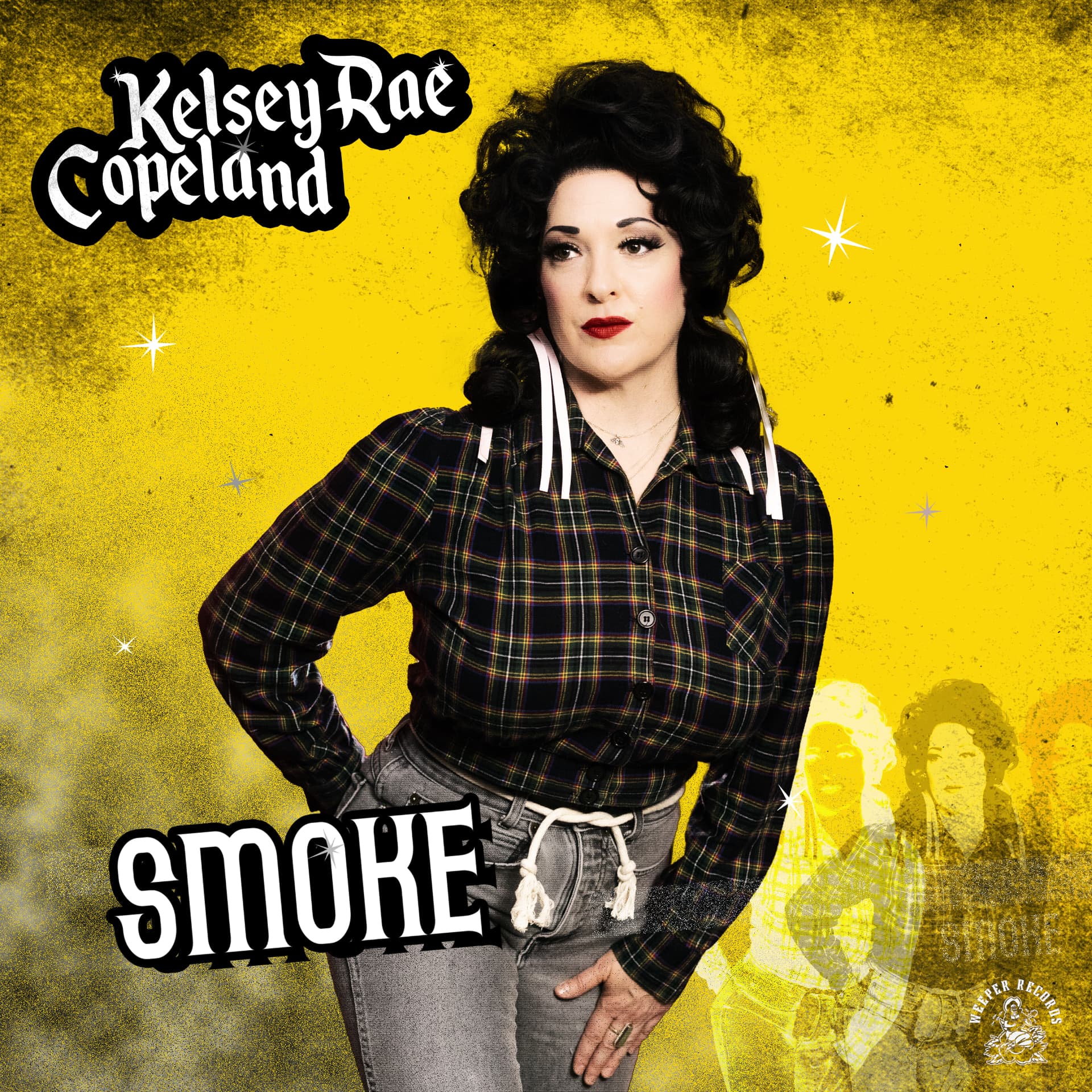 Smoke single cover — Kelsey Rae Copeland in a plaid shirt against a yellow background